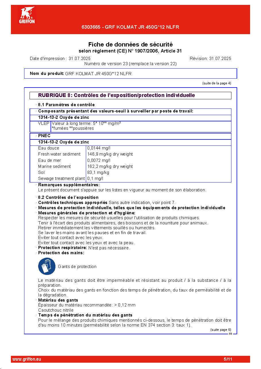 Fiche technique fournisseur