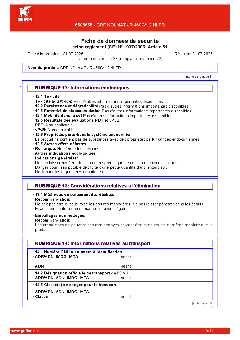 Fiche technique fournisseur