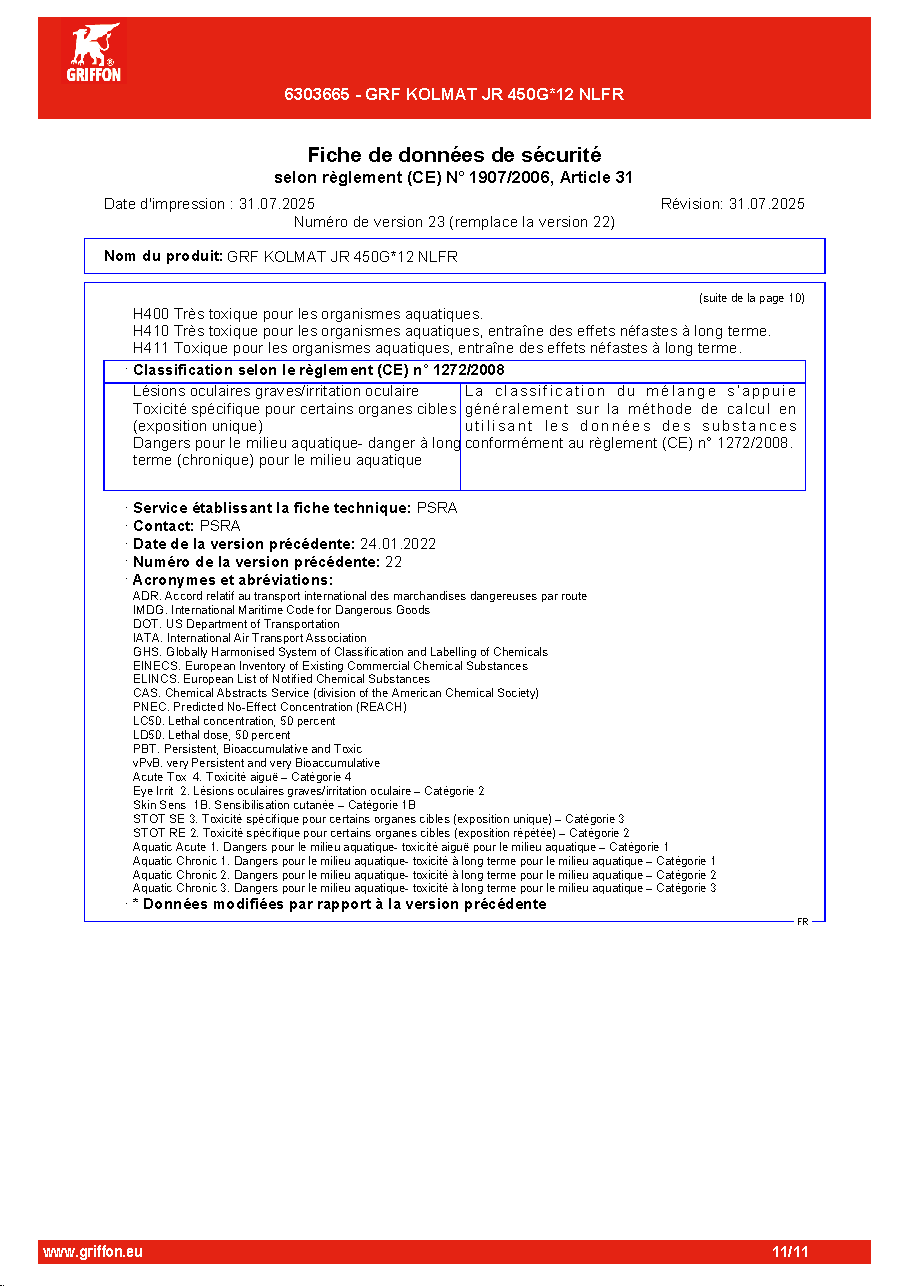 Fiche technique fournisseur