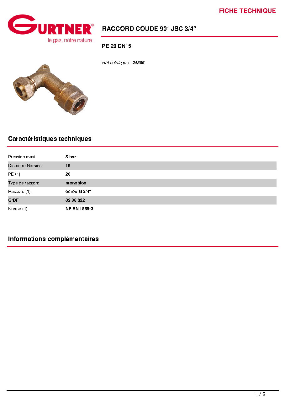 Fiche technique fournisseur
