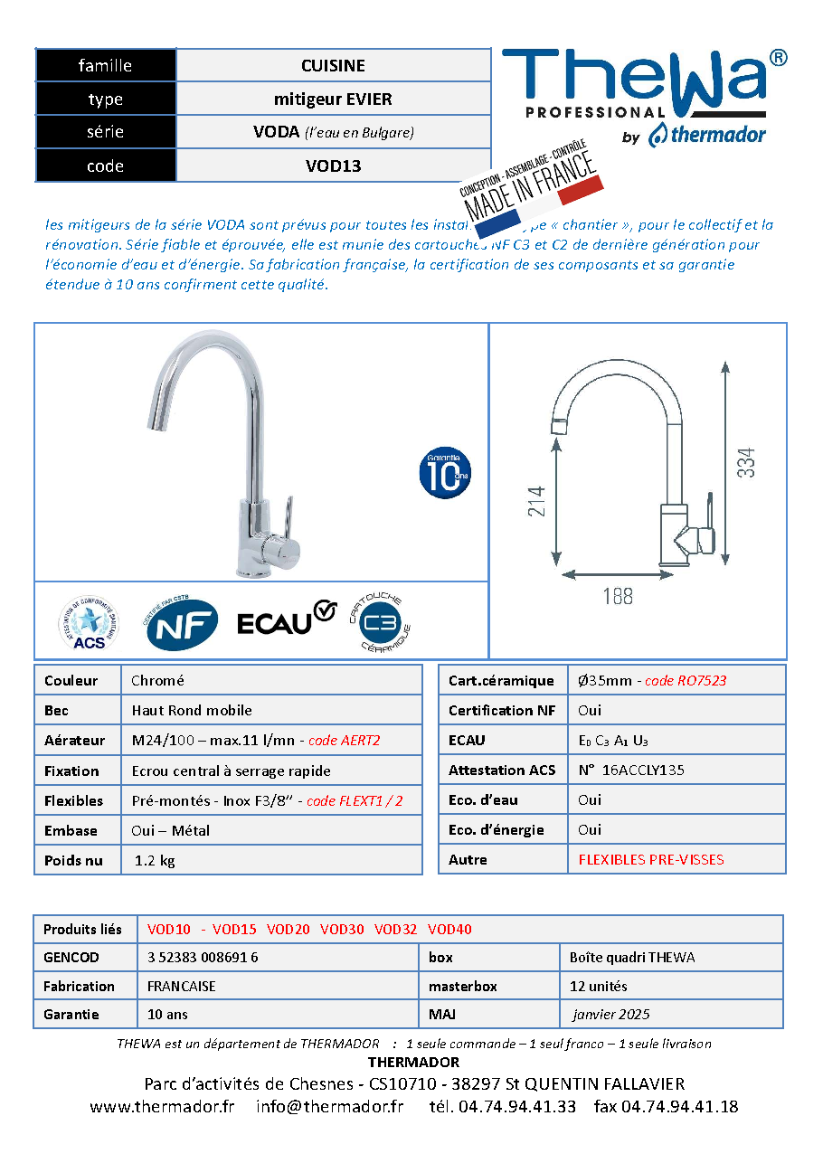 Fiche technique fournisseur