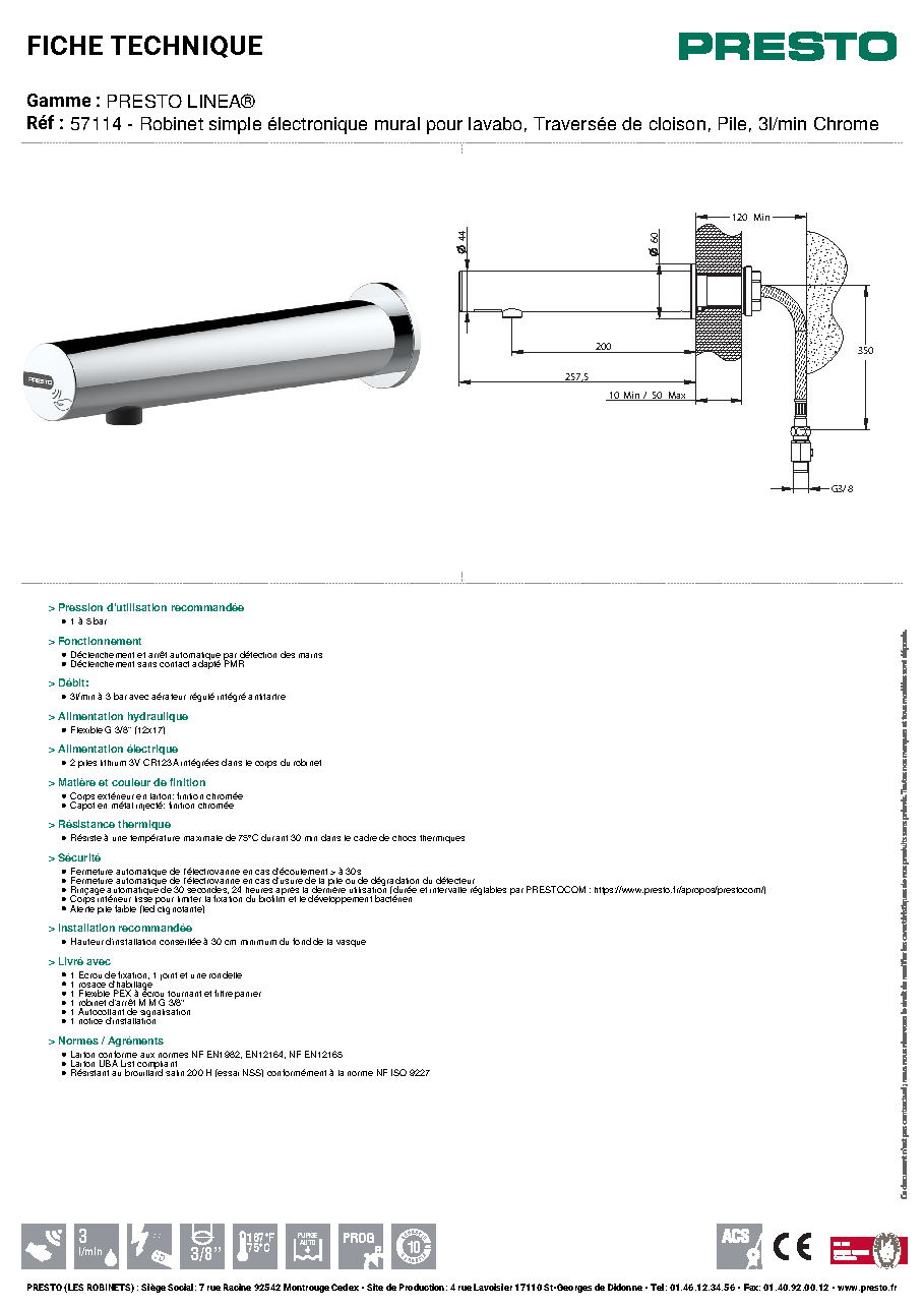 Fiche technique fournisseur