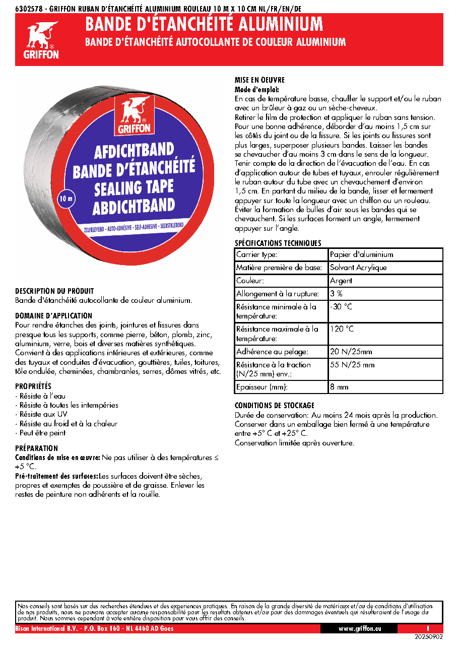Fiche technique fournisseur