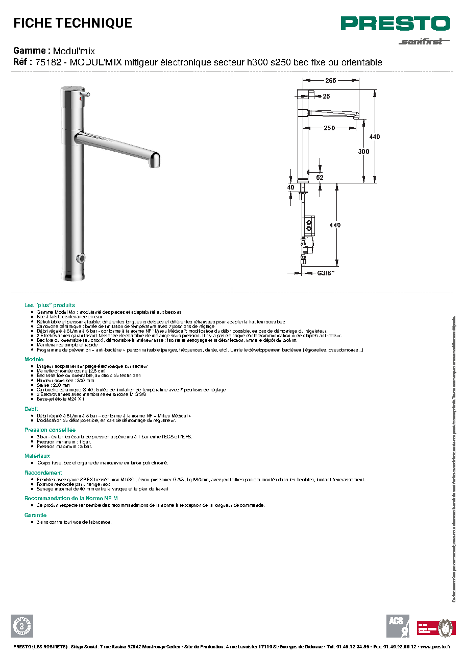 Fiche technique fournisseur