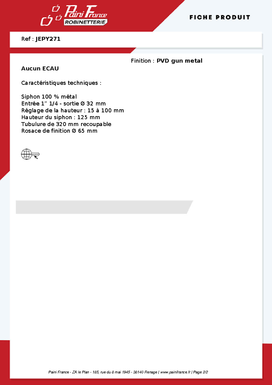 Fiche technique fournisseur