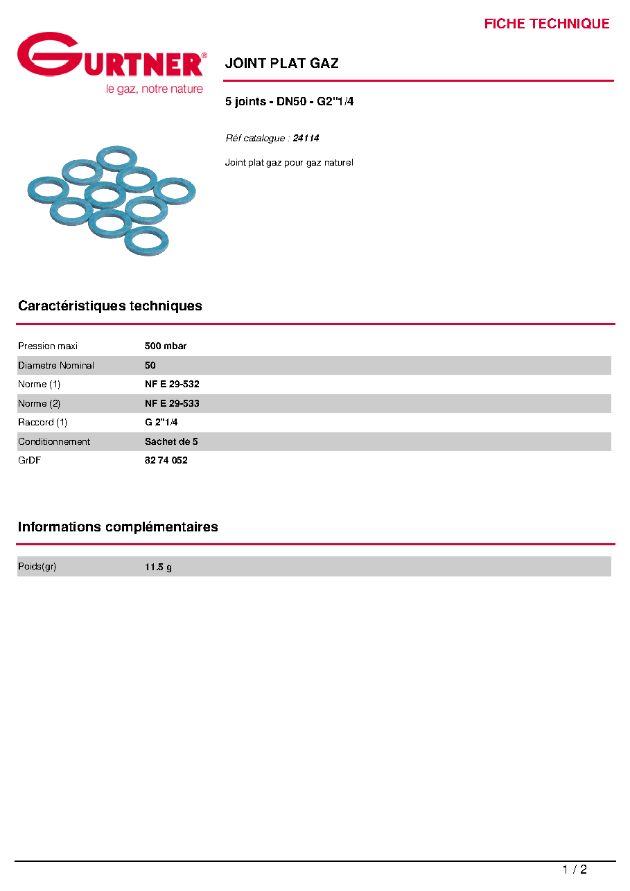 Fiche technique fournisseur