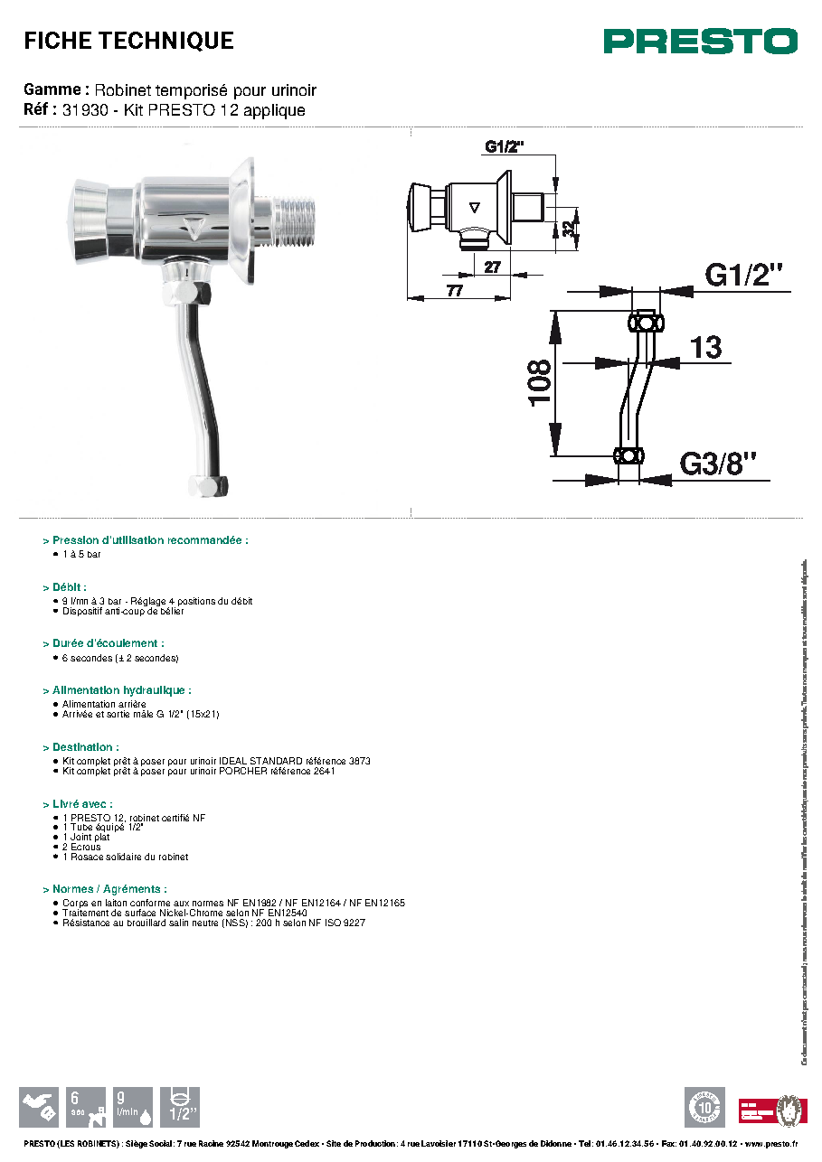 Fiche technique fournisseur