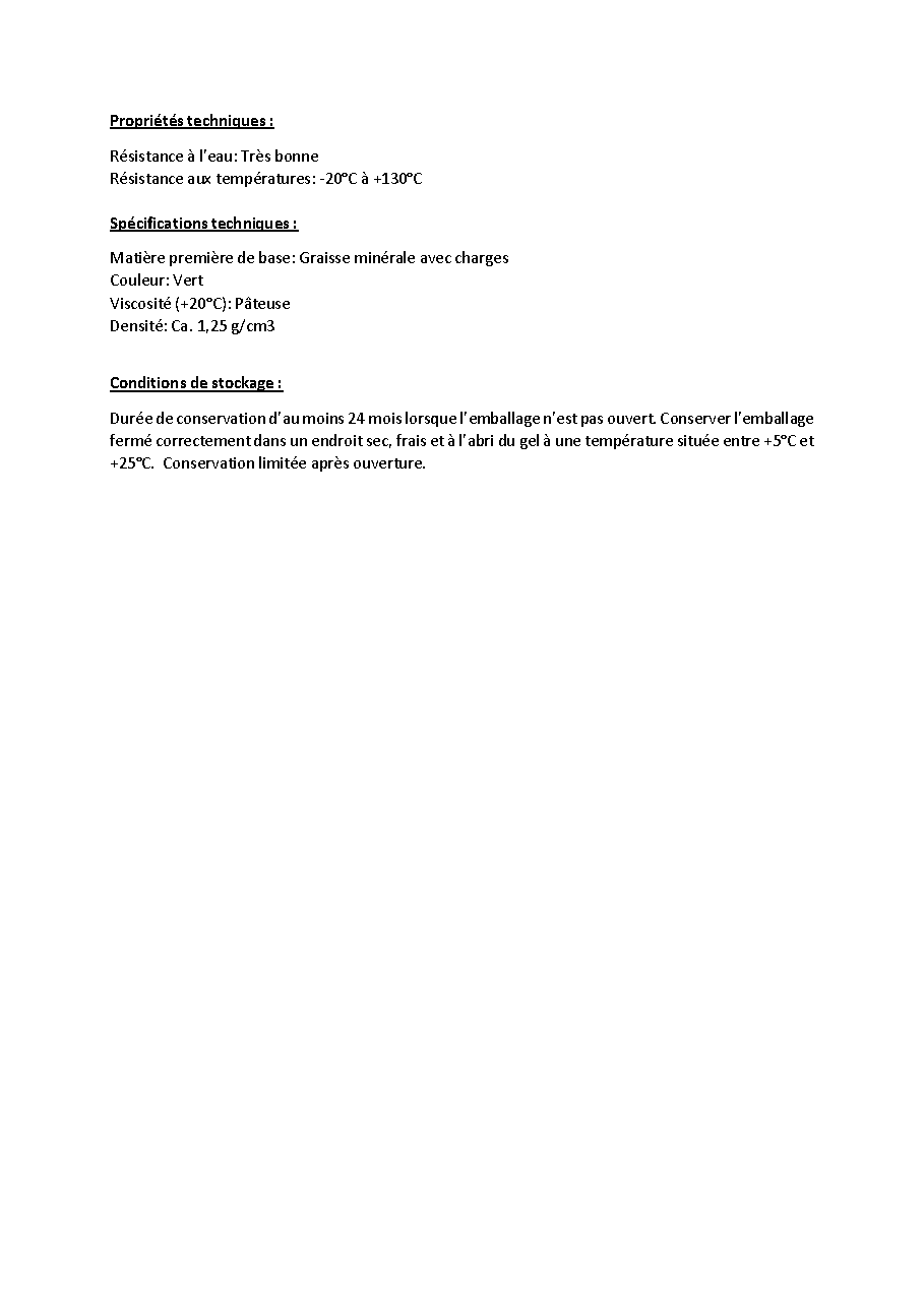 Fiche technique fournisseur