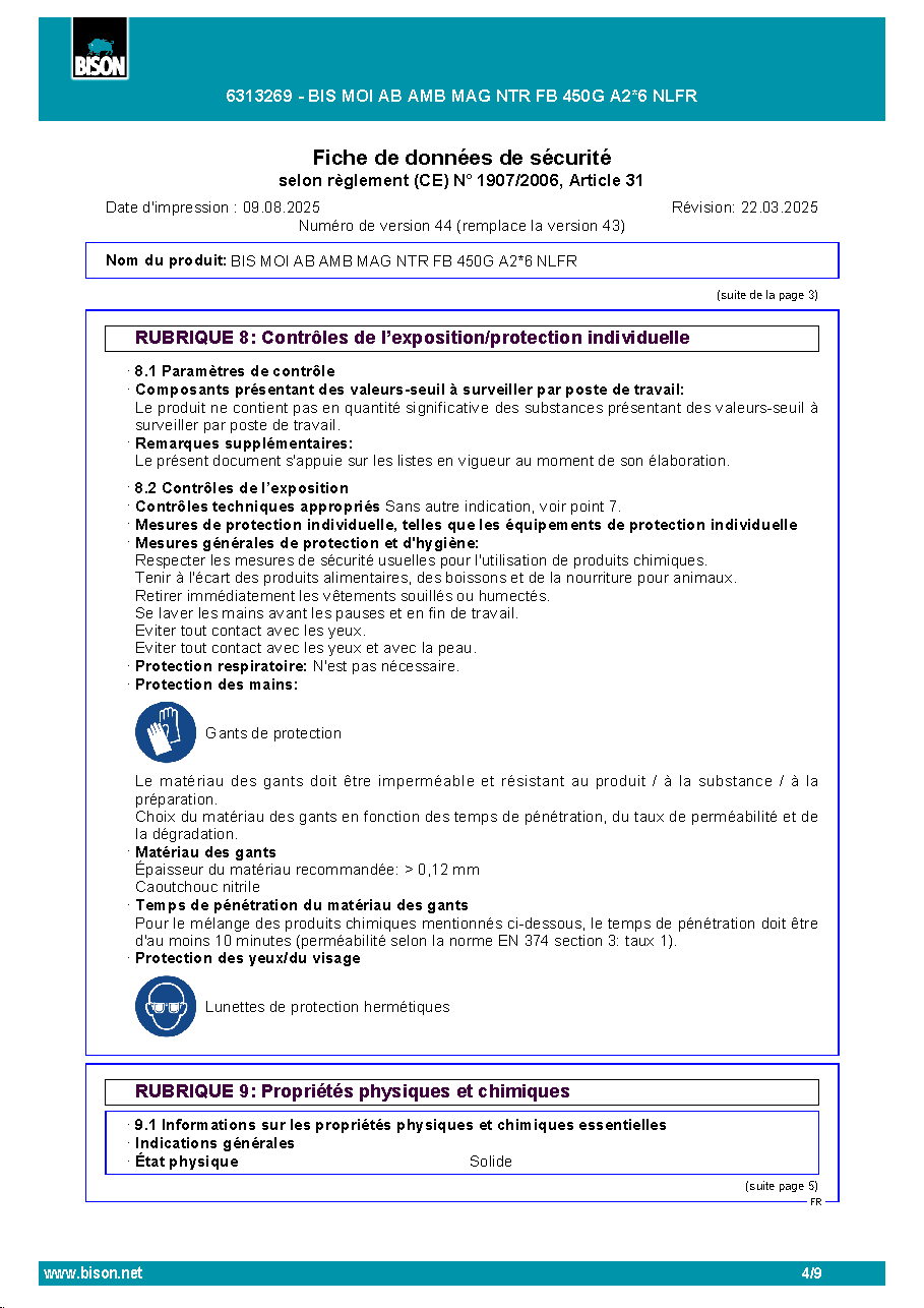 Fiche technique fournisseur