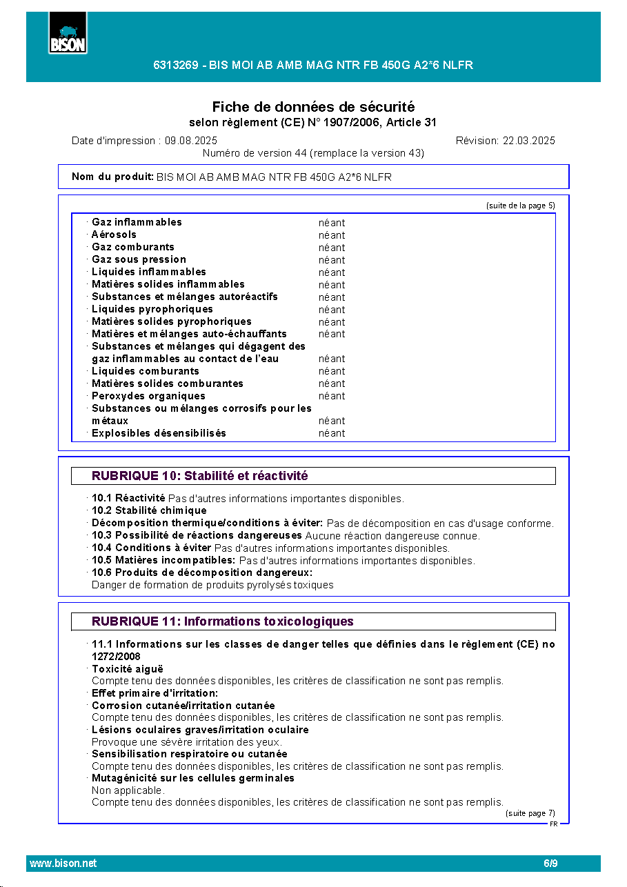 Fiche technique fournisseur