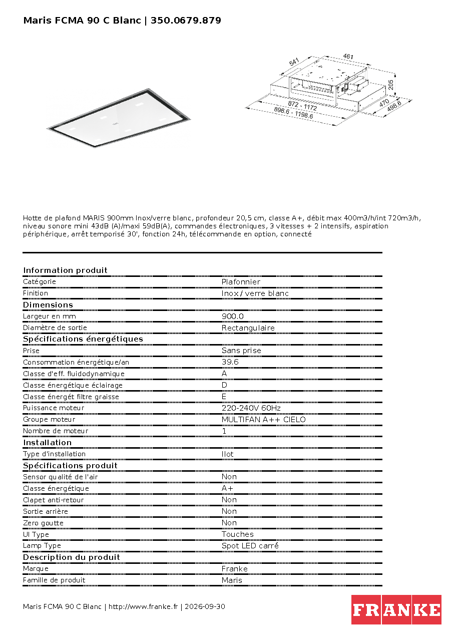 Fiche technique fournisseur