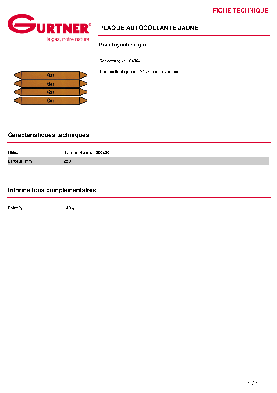 Fiche technique fournisseur
