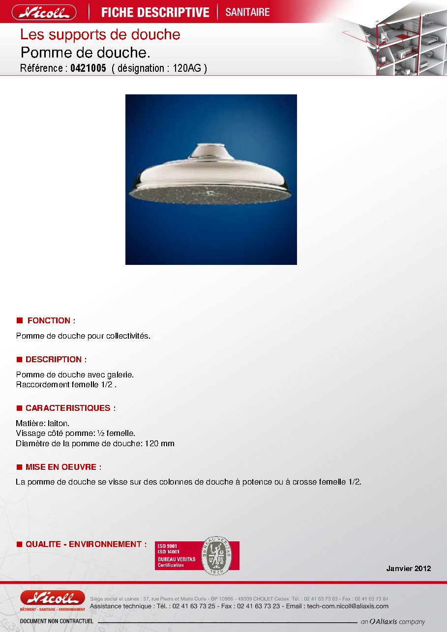 Fiche technique fournisseur