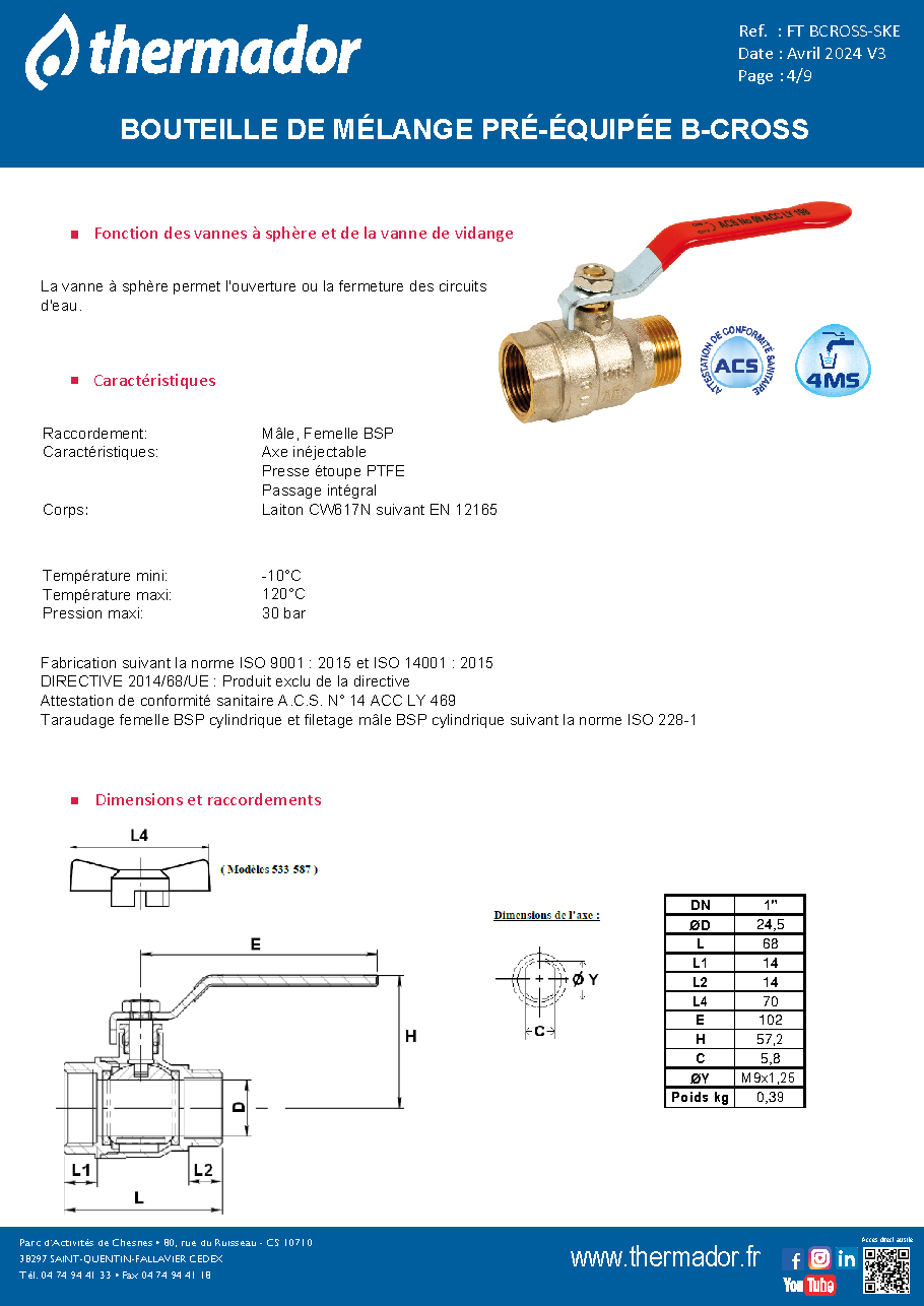 Fiche technique fournisseur