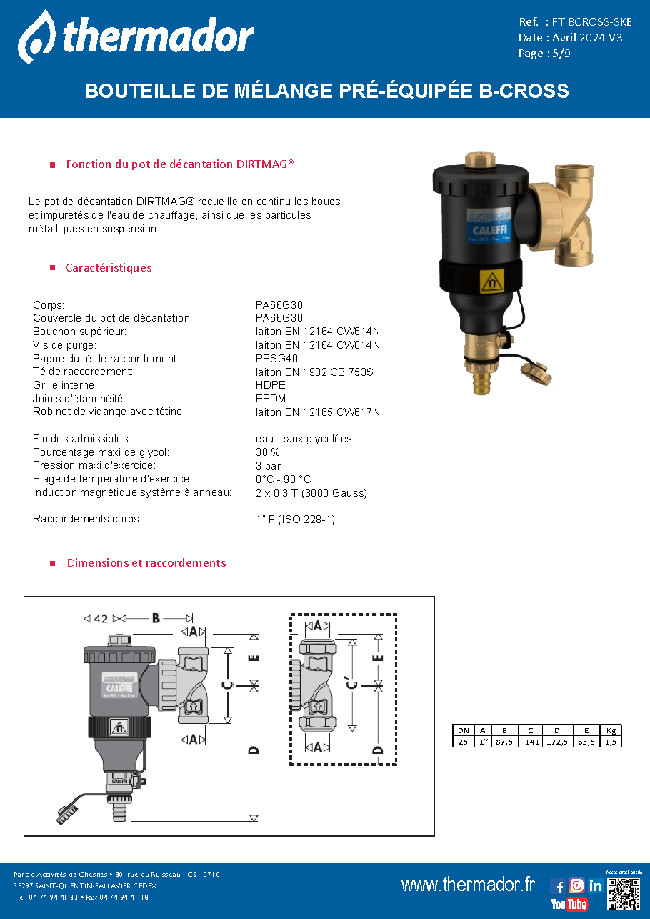 Fiche technique fournisseur