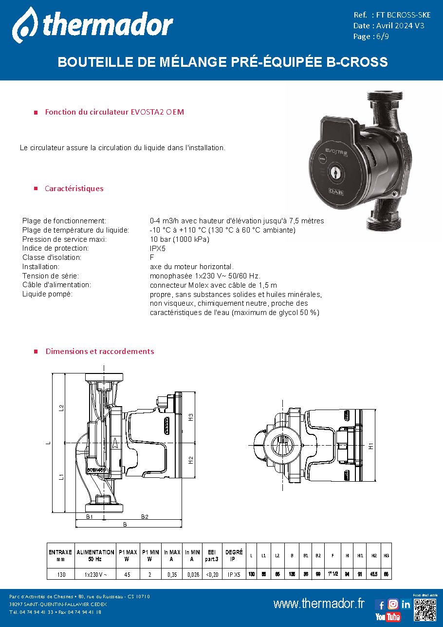 Fiche technique fournisseur
