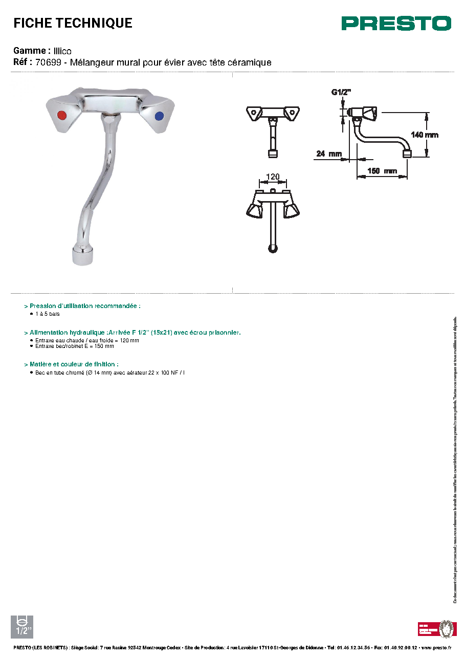 Fiche technique fournisseur