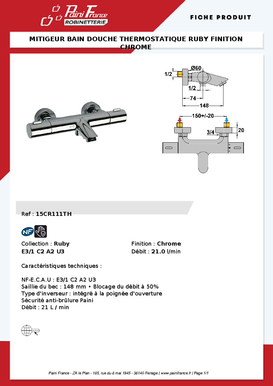 Fiche technique fournisseur