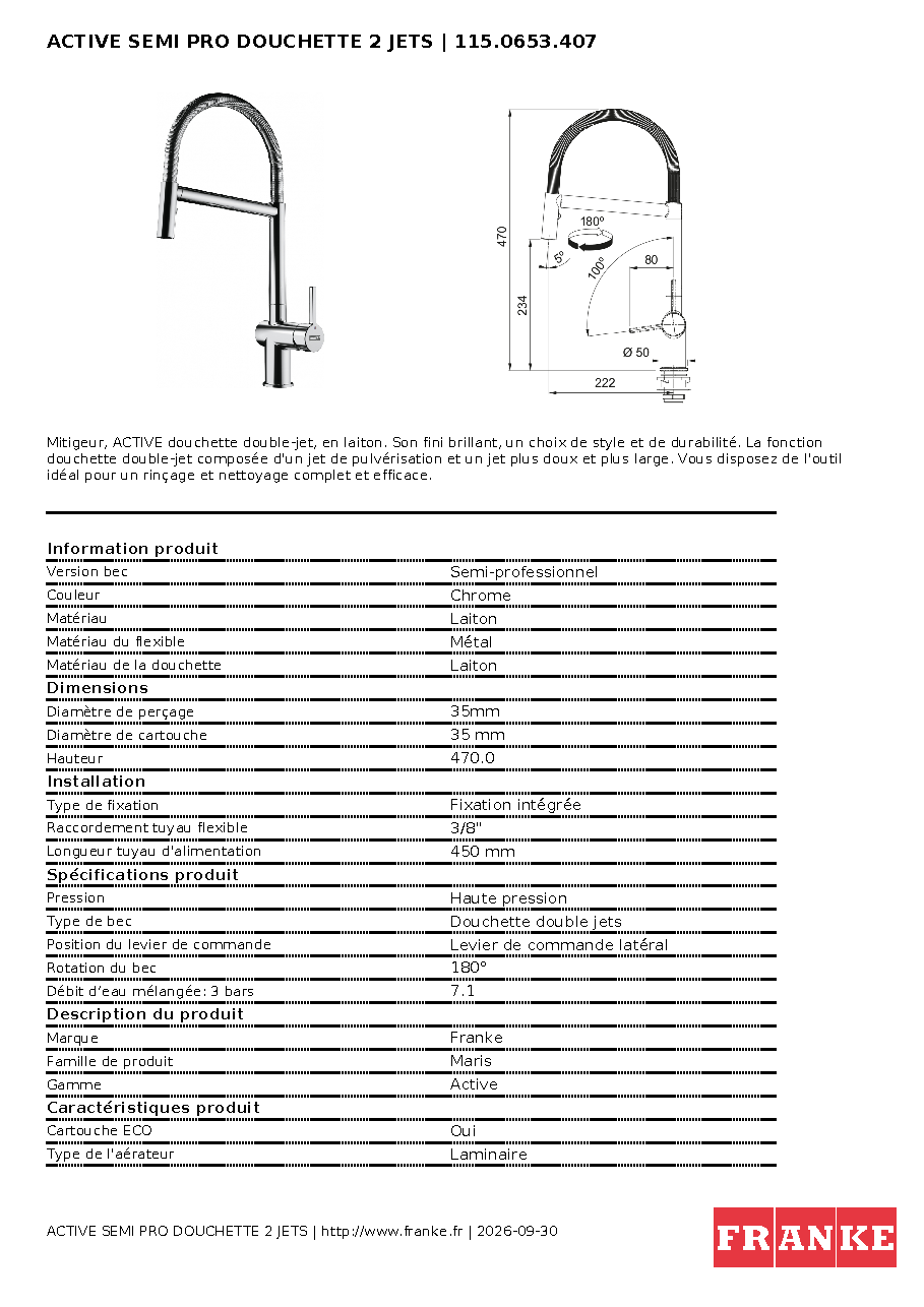 Fiche technique fournisseur