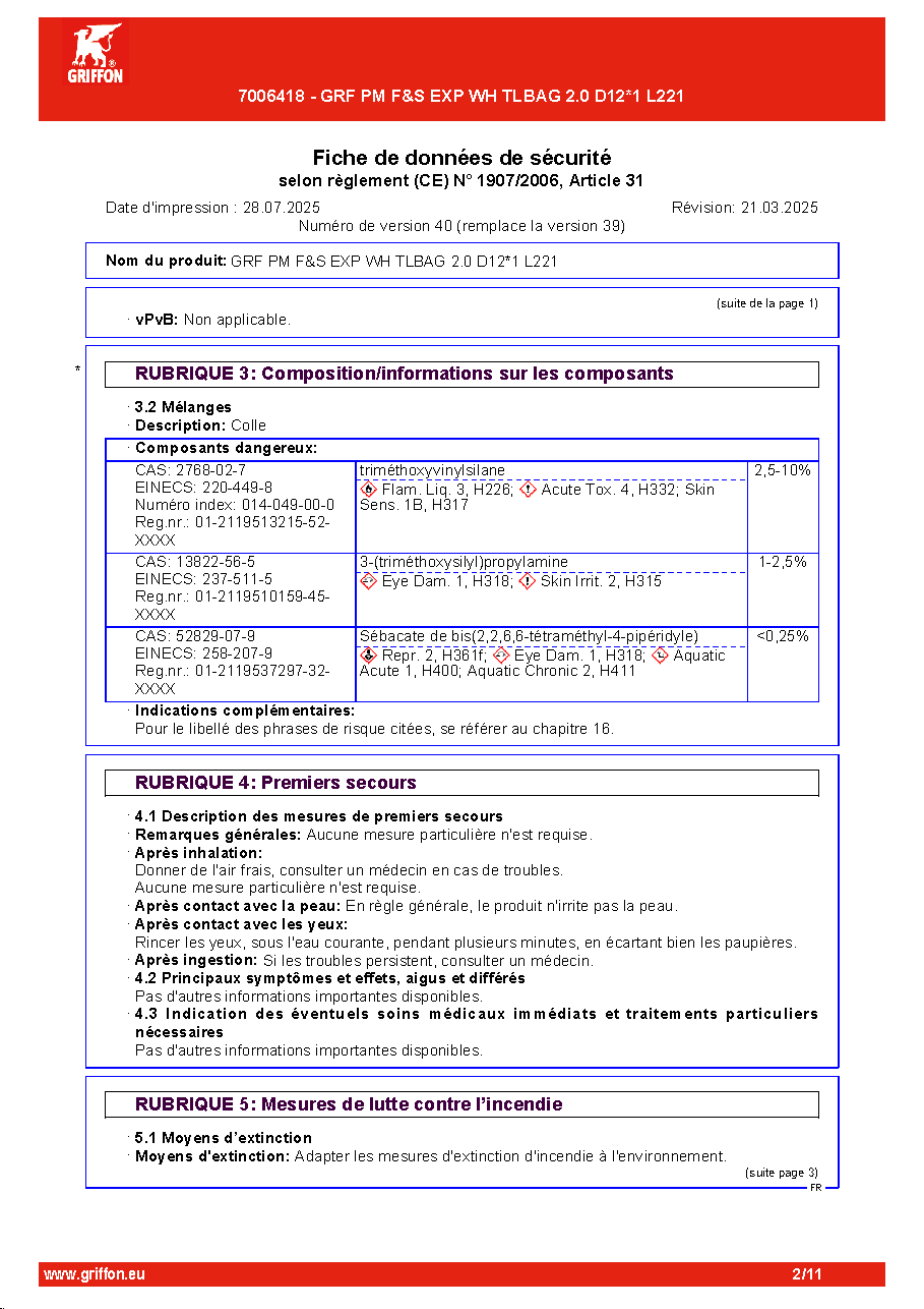 Fiche technique fournisseur
