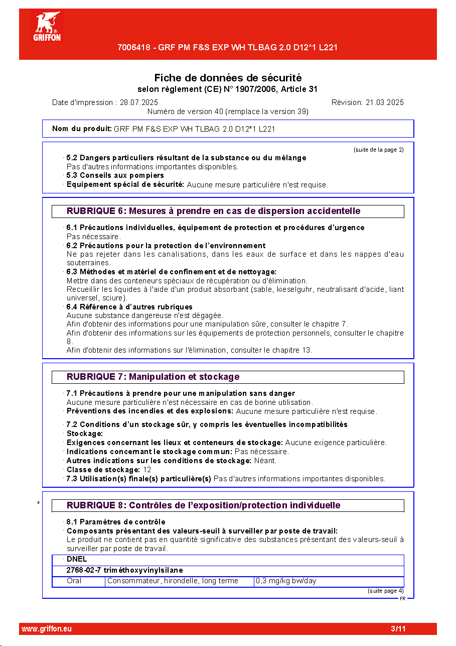 Fiche technique fournisseur