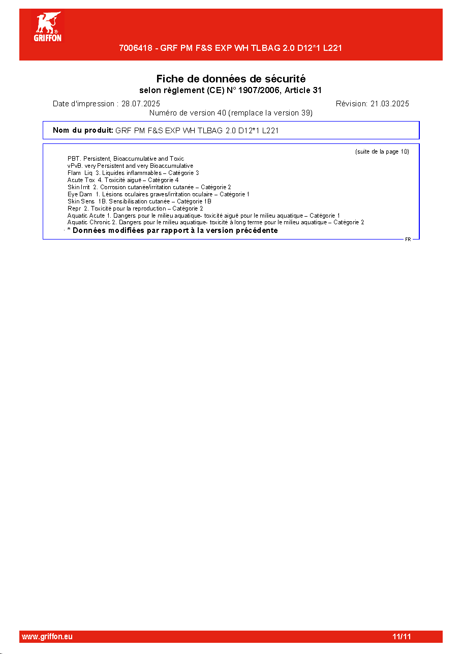 Fiche technique fournisseur
