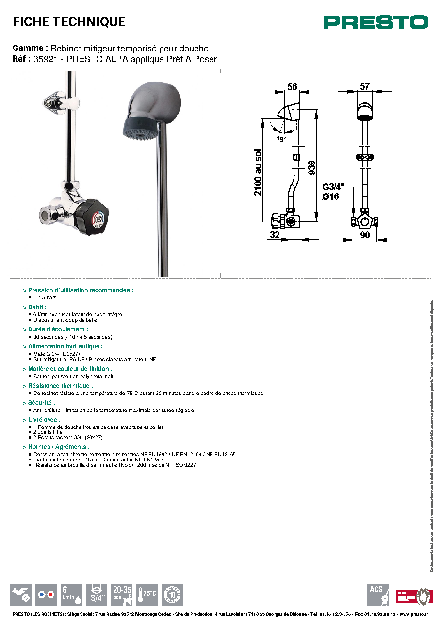 Fiche technique fournisseur