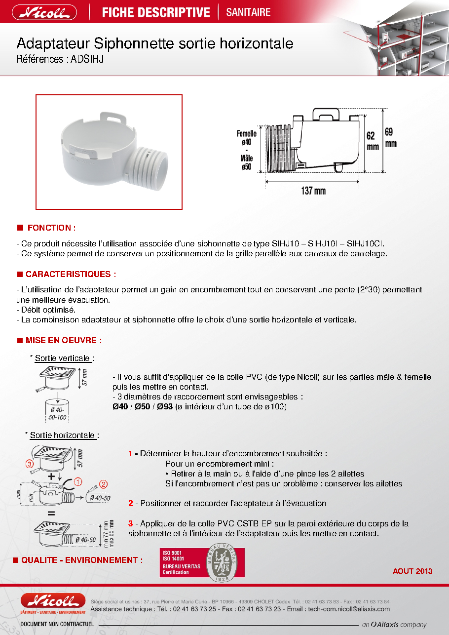 Fiche technique fournisseur