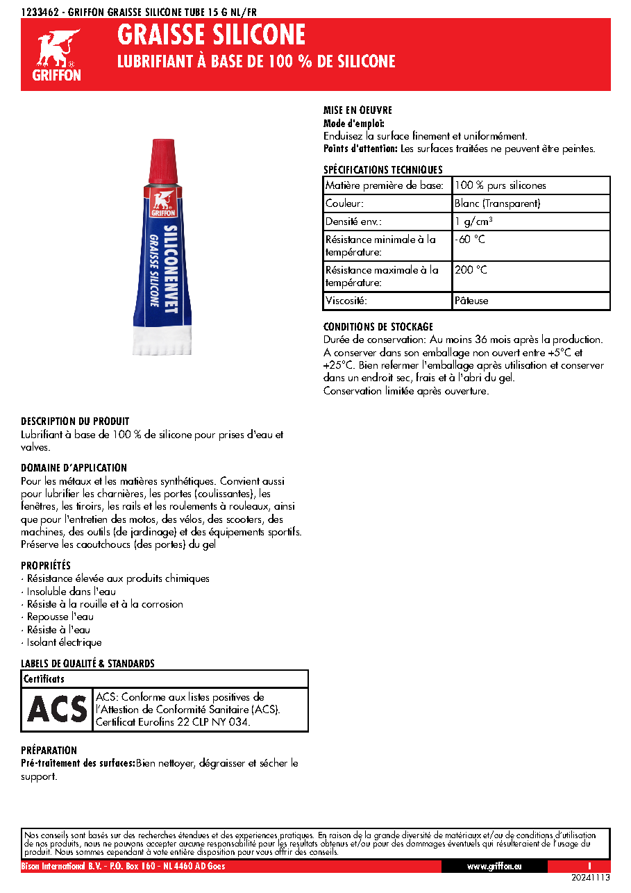 Fiche technique fournisseur