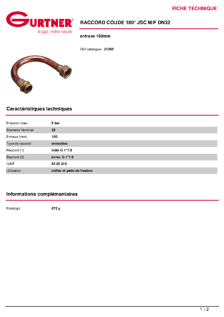 Fiche technique fournisseur