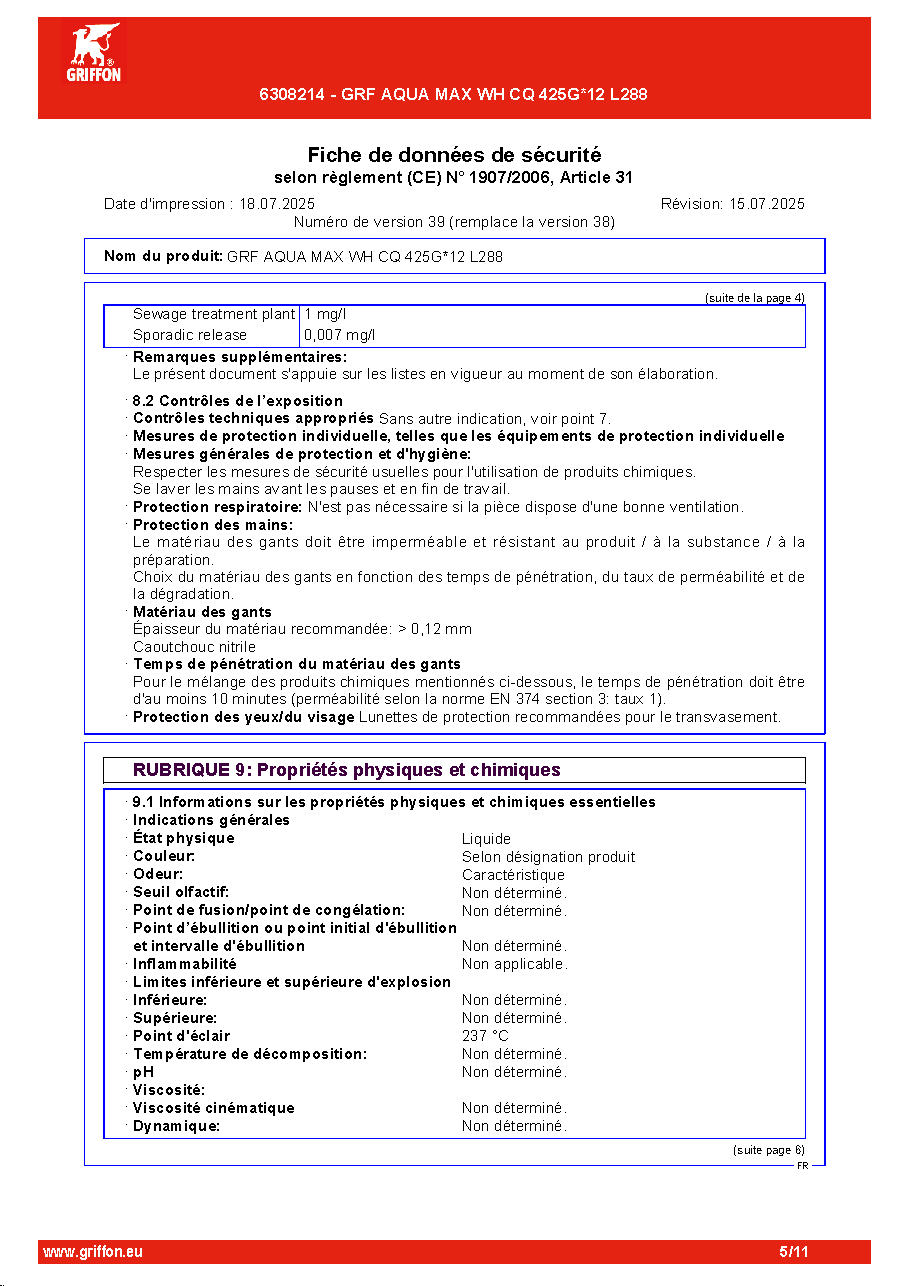 Fiche technique fournisseur