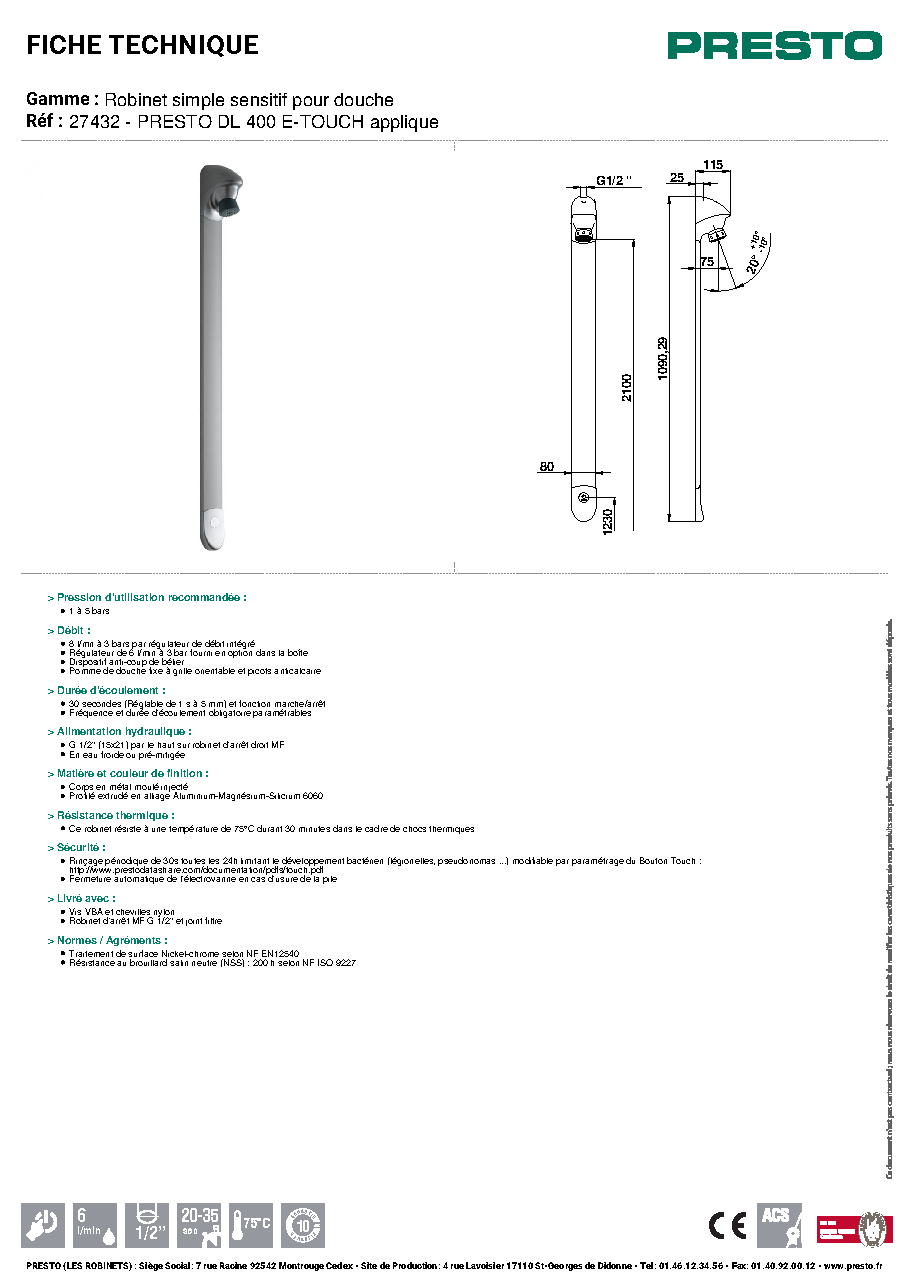Fiche technique fournisseur