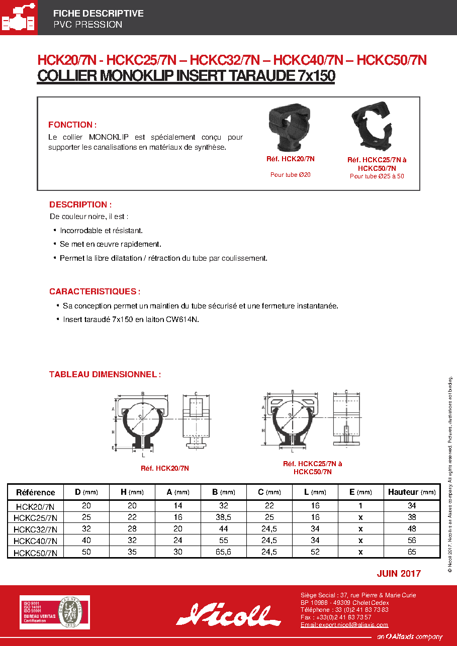 Fiche technique fournisseur