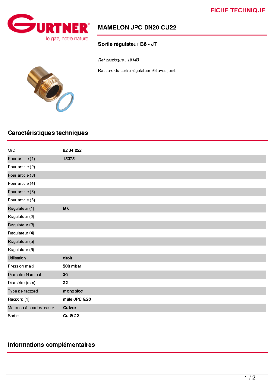 Fiche technique fournisseur