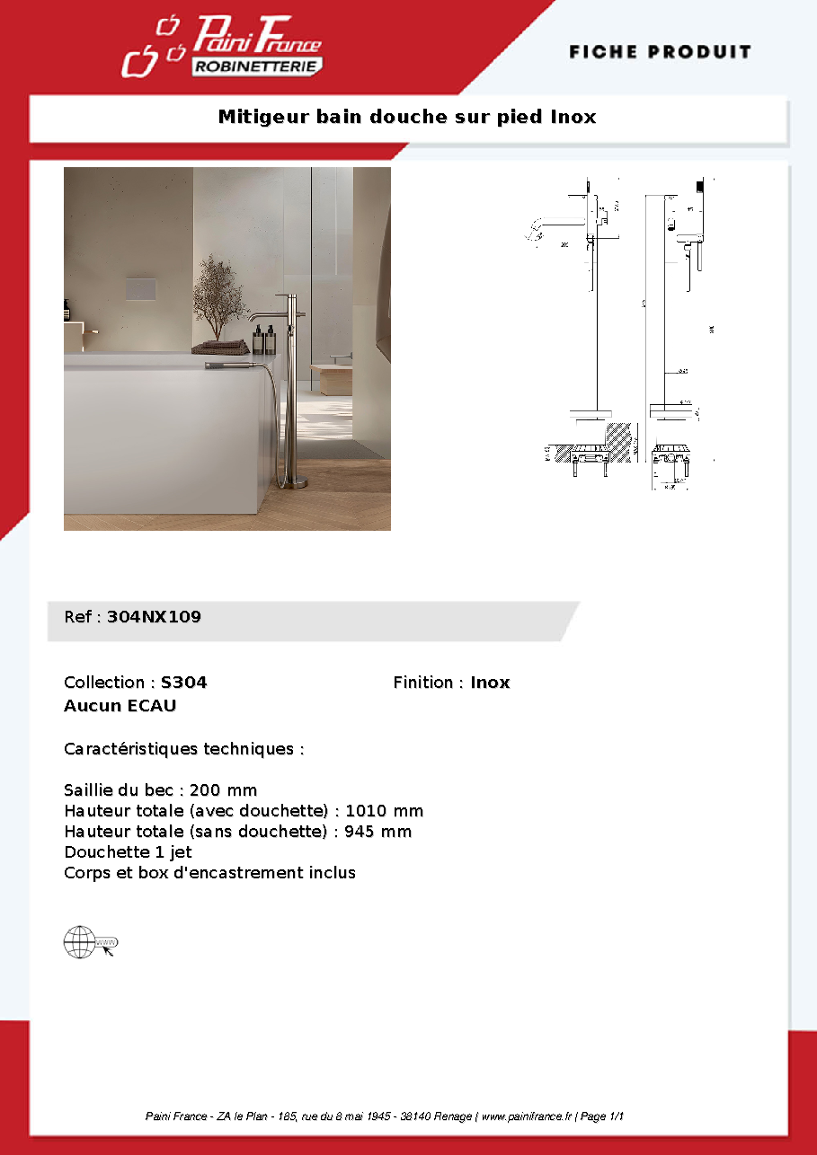 Fiche technique fournisseur