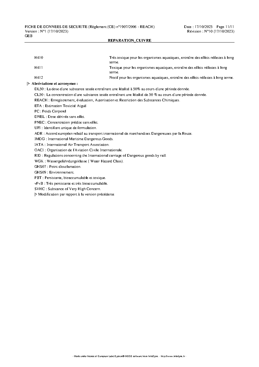 Fiche technique fournisseur