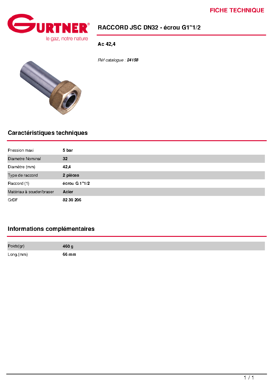 Fiche technique fournisseur