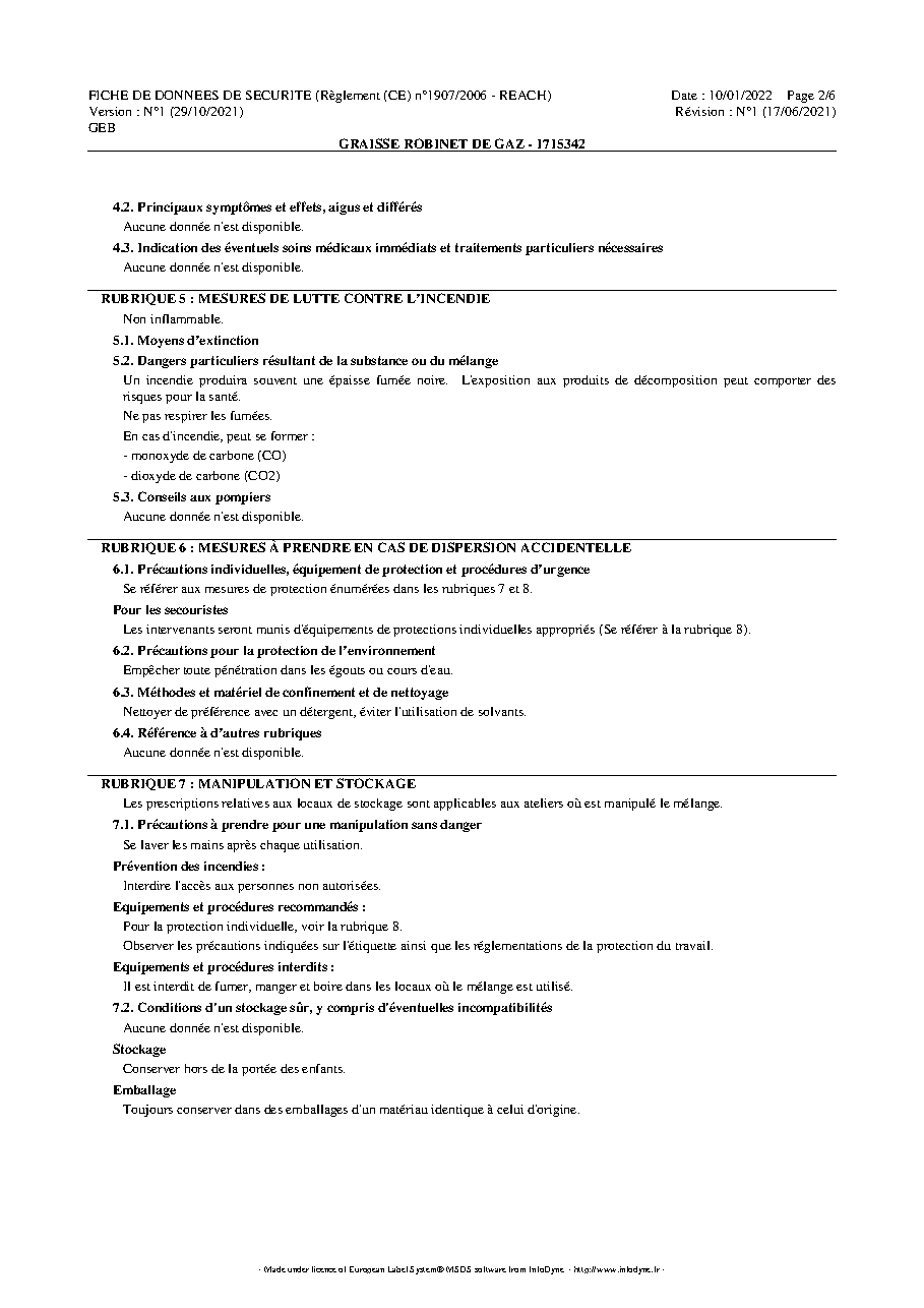 Fiche technique fournisseur