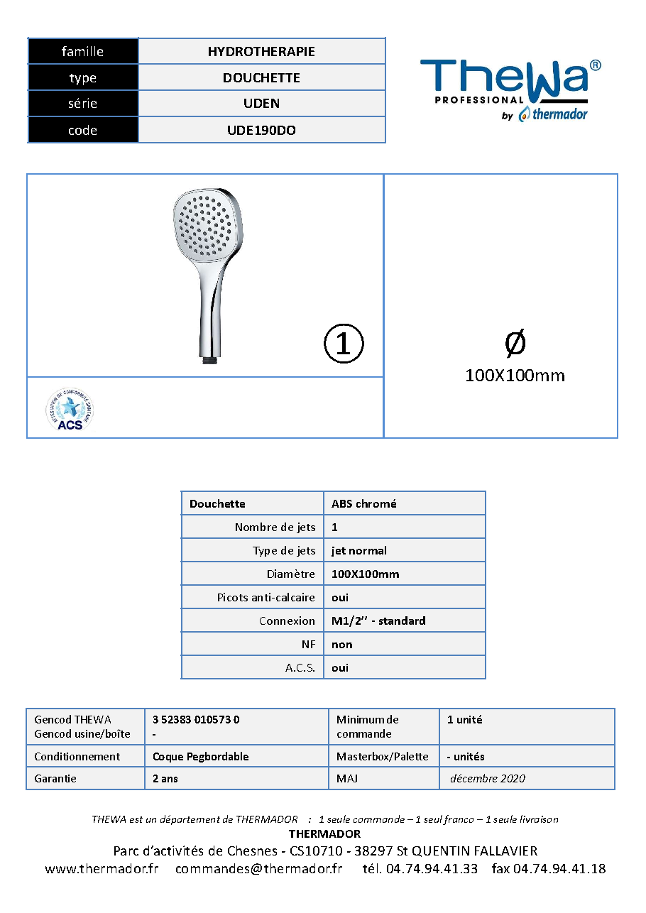 Fiche technique fournisseur