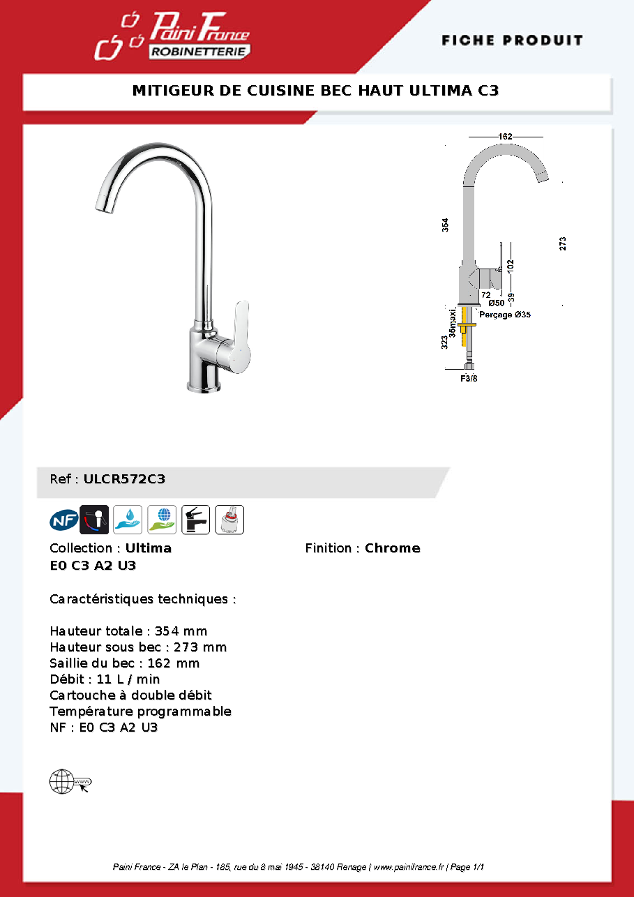 Fiche technique fournisseur