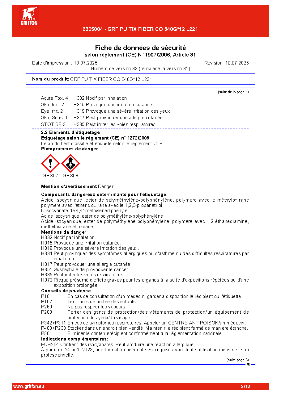 Fiche technique fournisseur