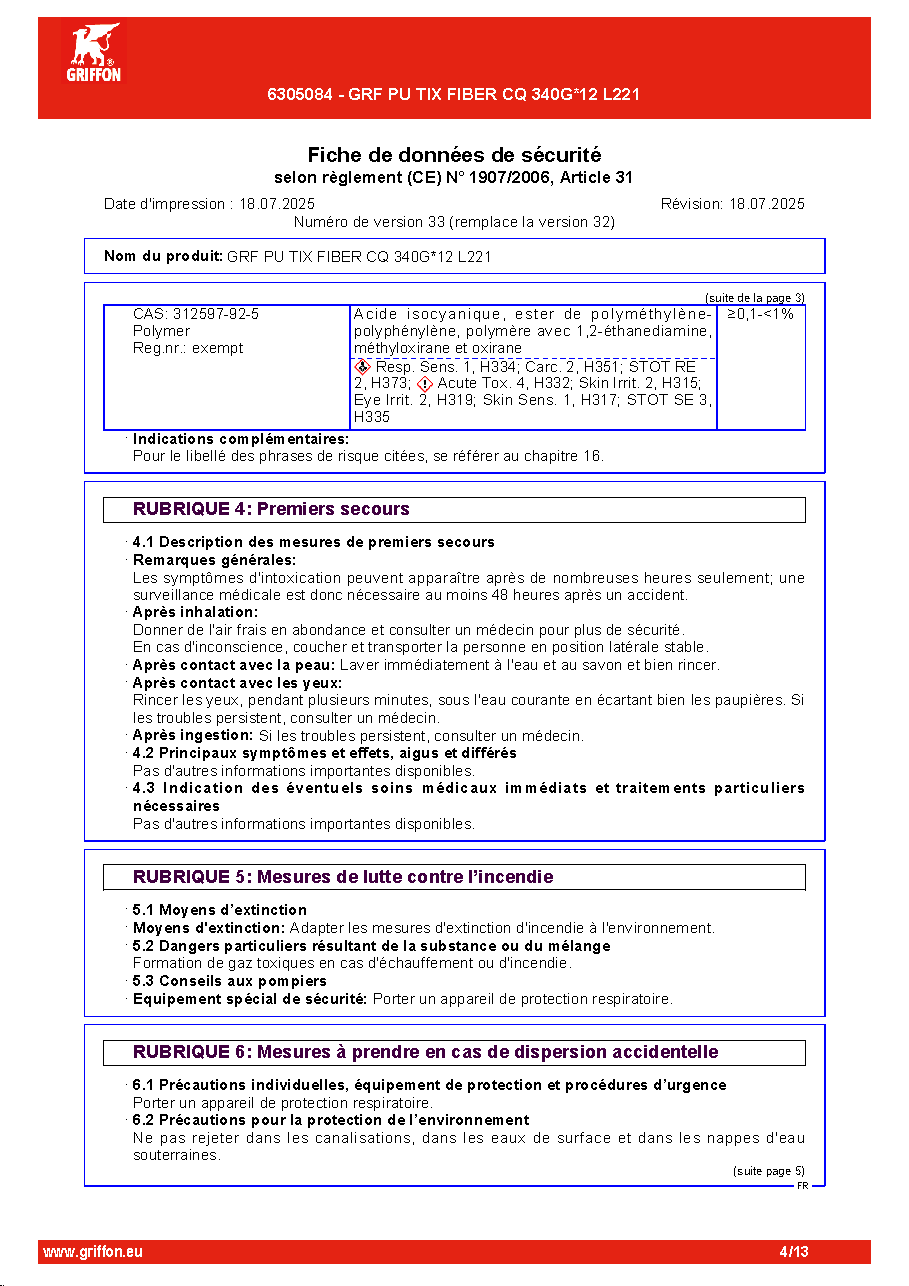 Fiche technique fournisseur