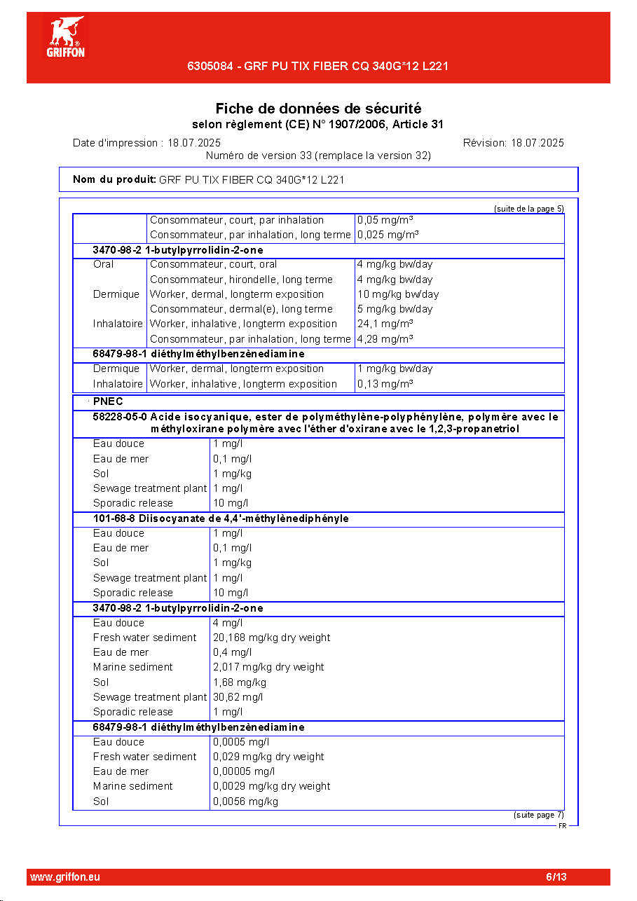 Fiche technique fournisseur
