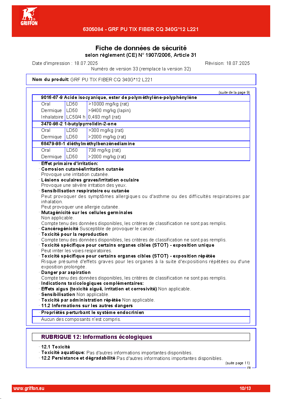 Fiche technique fournisseur