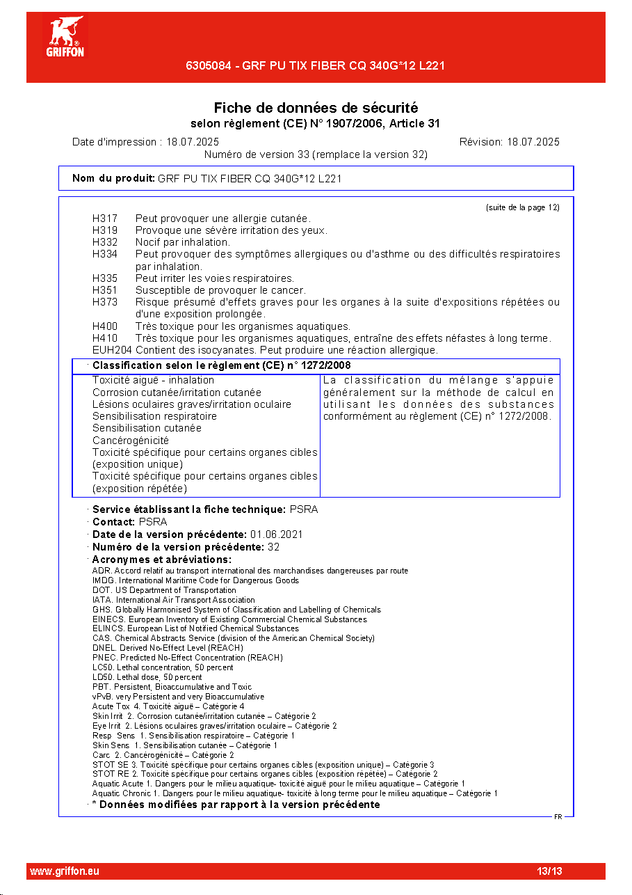 Fiche technique fournisseur