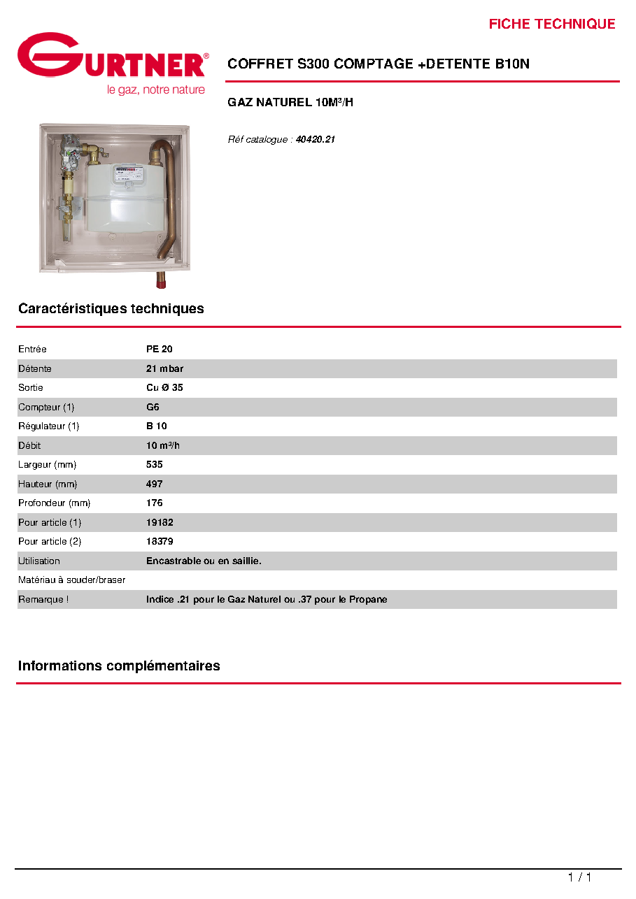 Fiche technique fournisseur