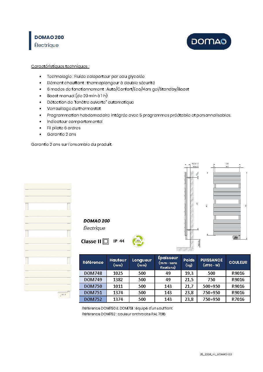 Fiche technique fournisseur