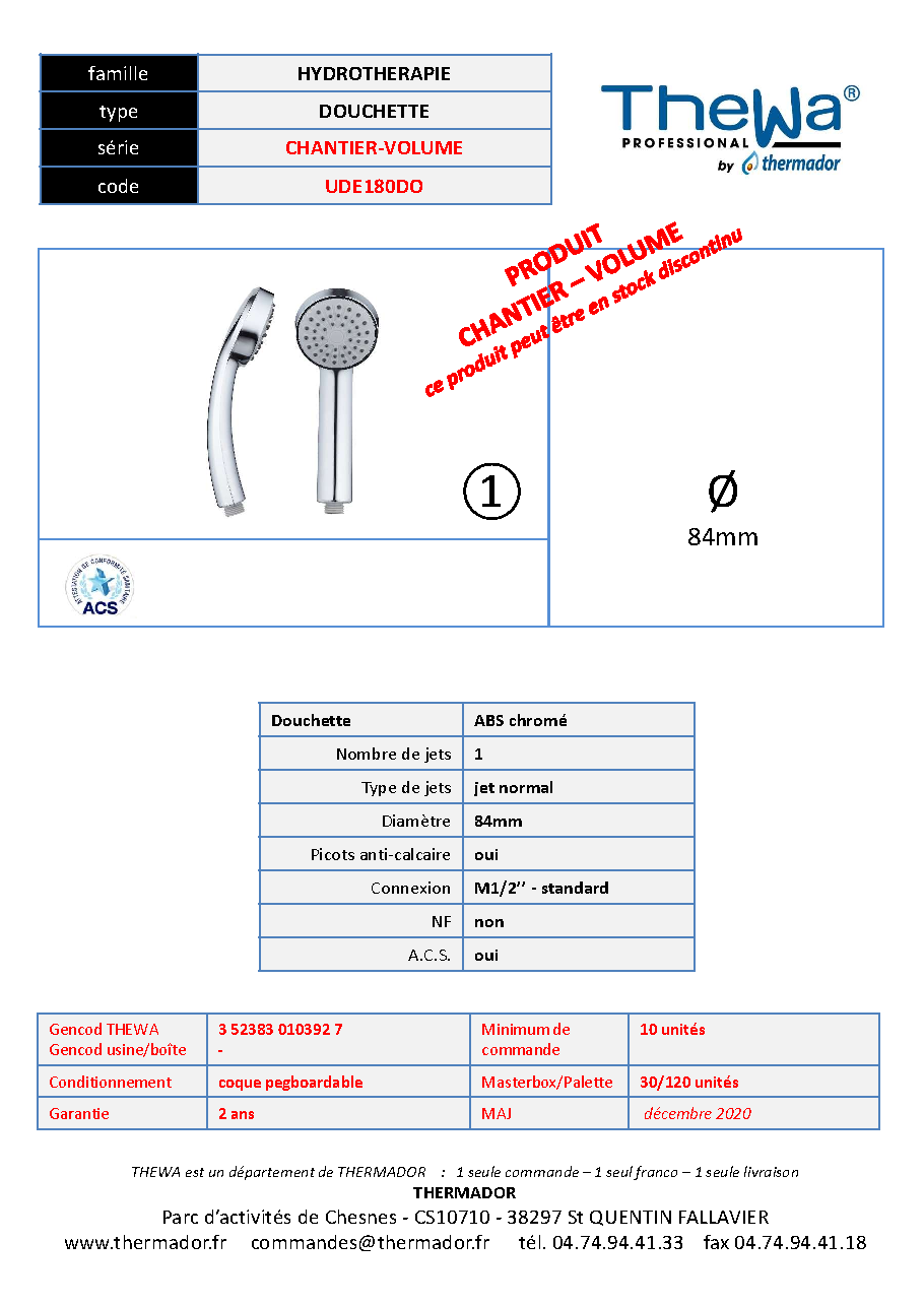 Fiche technique fournisseur