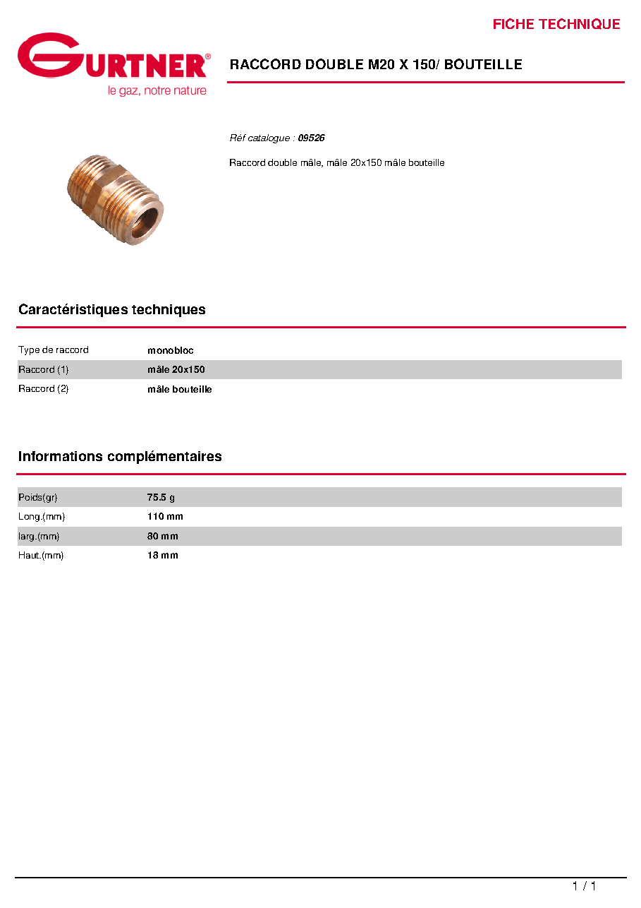 Fiche technique fournisseur