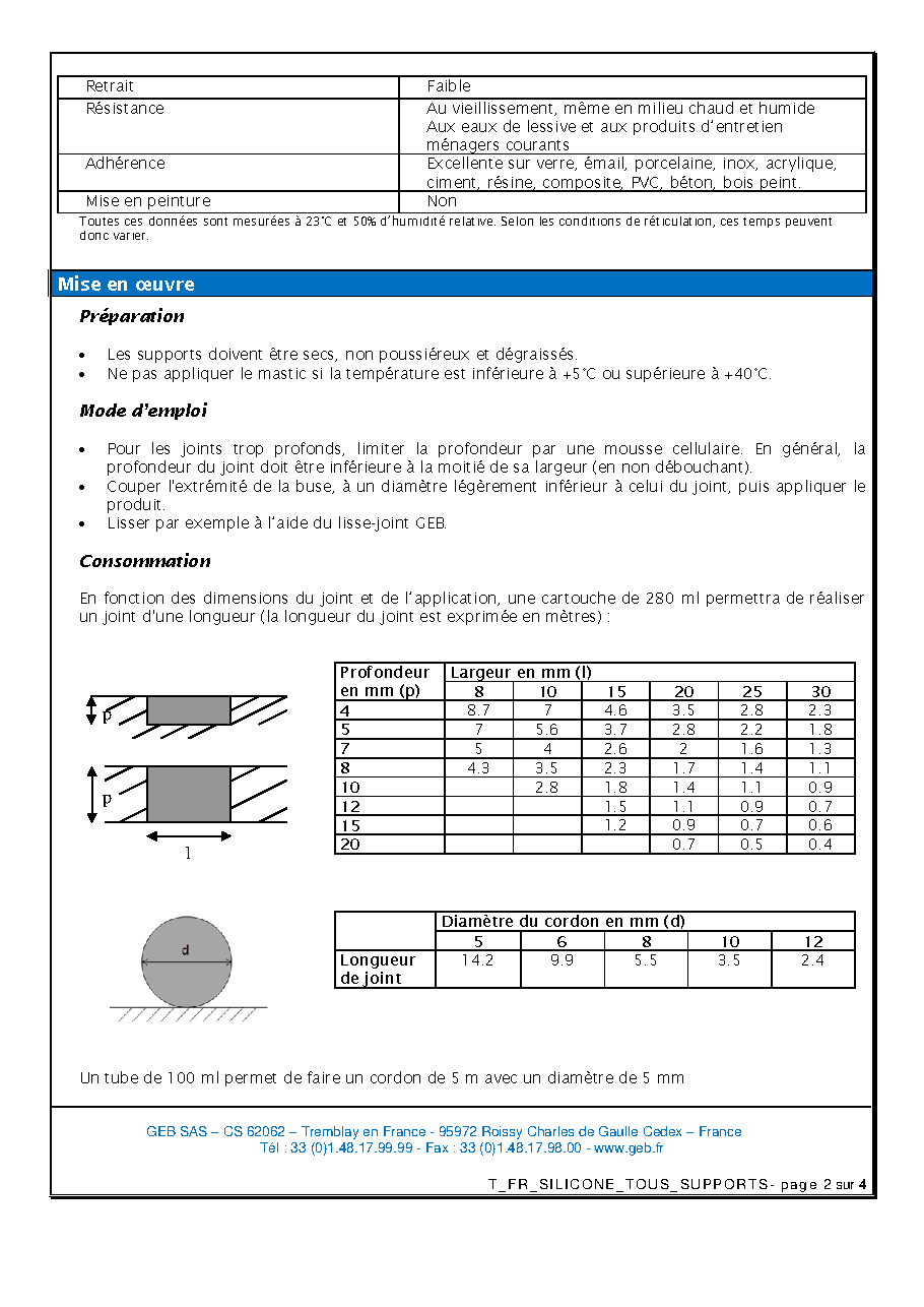 Fiche technique fournisseur
